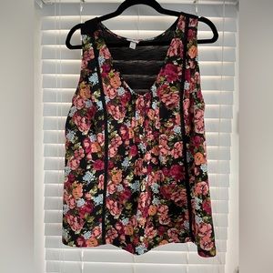 Merona Pintuck Floral Sleeveless Top